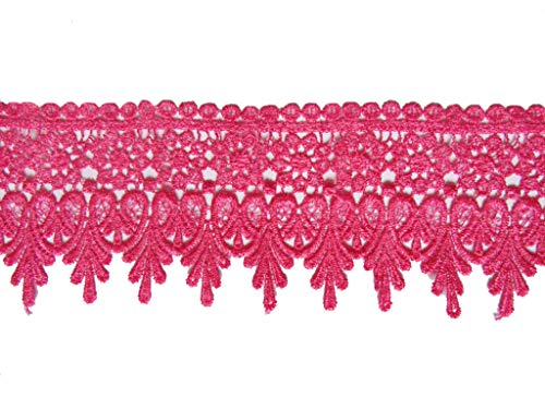 YYCRAFT Spitzenborte, 4,5 m, Hot Pink, Hochzeitsapplikation, Nähen, Basteln (Breite: 8,9 cm, Hot Pink) von YYCRAFT