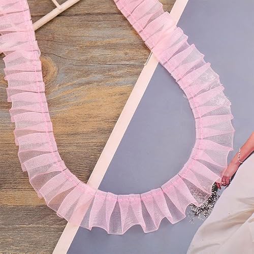 YYCRAFT The Yard Organza-Bordüre, Spitzenborte, 2,5 cm breit, 18 Meter (Stil 4, Rosa) von YYCRAFT