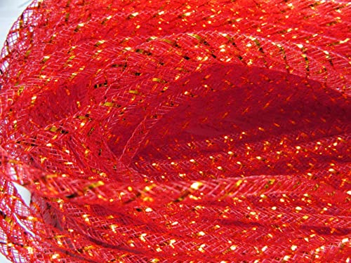 Yycraft 1 Rolle 45,7 Meter solides Netz-Rohr Deco Flex für Kränze, Cyberlox CRIN Crafts 4 mm (rot/gold) von YYCRAFT