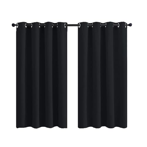 YYDSWTW Vorhang Gardinen Kurz Curtains Living Room Gardinen Blickdicht Gardinen Wohnzimmer Gardinen öSen Gardinen Thermovorhang Thermovorhang Hitzeschutz Schwarz 2 Stück-132 * 91cm von YYDSWTW