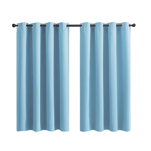 YYDSWTW Vorhang Gardinen Kurz Curtains Living Room Gardinen Blickdicht Gardinen Wohnzimmer Gardinen öSen Gardinen Thermovorhang Thermovorhang Hitzeschutz blau 2 Stück-107 * 160cm von YYDSWTW