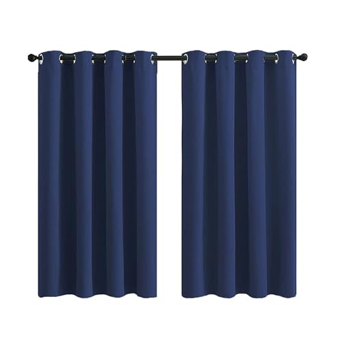 YYDSWTW Vorhang Gardinen Kurz Curtains Living Room Gardinen Blickdicht Gardinen Wohnzimmer Gardinen öSen Gardinen Thermovorhang Thermovorhang Hitzeschutz dunkelblau 2 Stück-132 * 137cm von YYDSWTW