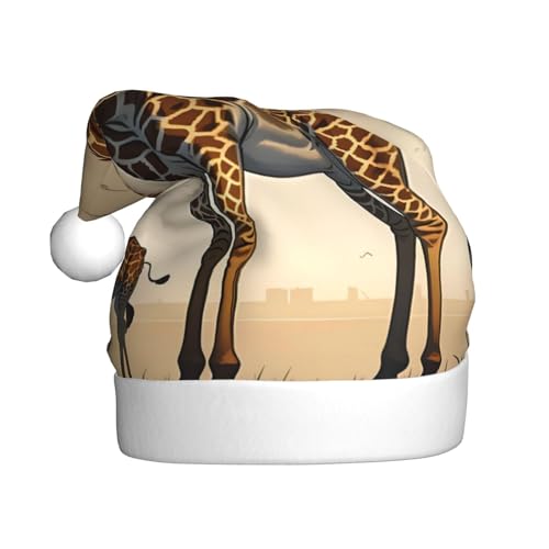 YYHHAOFA Mutter und Kind Giraffe Weihnachtsmütze – Festliches Ornamentales Weihnachts- Halloween-Zubehör für Feiertagsfeiern von YYHHAOFA