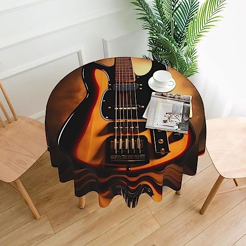 YYHHAOFA Runde dekorative Tischdecke mit Instrumentalgitarre, 152,4 cm: warm und weich, waschbar und wiederverwendbar von YYHHAOFA