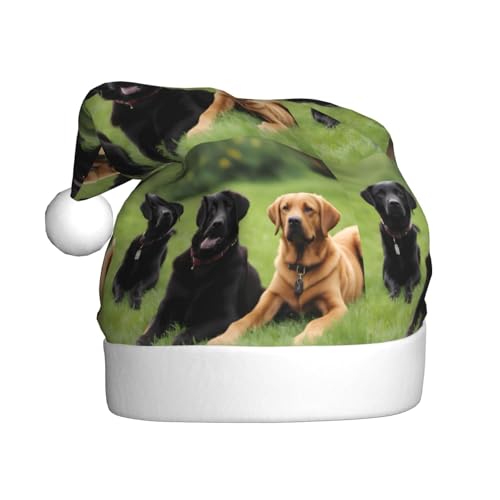 YYHHAOFA Weihnachtsmütze für Erwachsene – hochwertiger Hut für Weihnachten, Halloween und Neujahrspartys, Labrador-Retriever, Hunde-Druck von YYHHAOFA