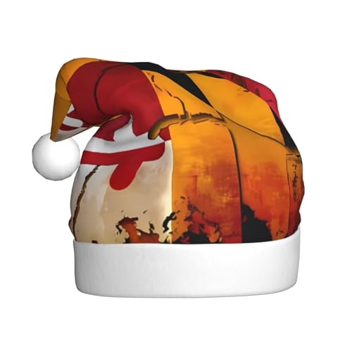 YYHHAOFA Weihnachtsmütze für Erwachsene – hochwertiger Plüschstoff mit flauschigem Rand und Kugel, Vintage-Holzflagge mit Maryland-Flagge bedruckt von YYHHAOFA