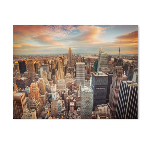 YYHMKBYY New York City mit Empire State Building und Skyline von Manhattan im Sonnenuntergang，DIY 5D Diamond Painting Set Full Diamond Round Diamond Dekorative Malerei Einfache Modern（40x50cm）-B13 von YYHMKBYY