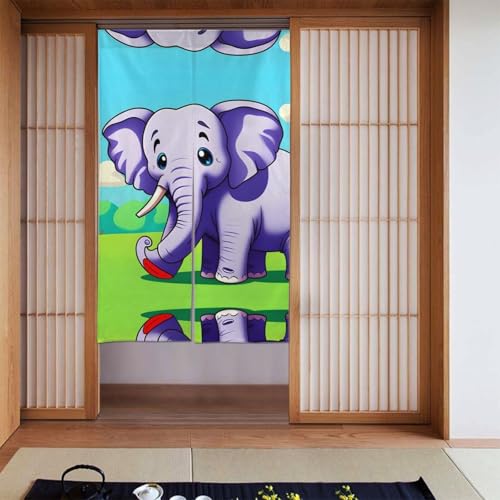 YYHWHJDE Verdunkelungsvorhänge, 2 Stück, Raumverdunkelung, Verdunkelungsvorhänge für Schlafzimmer, 142 x 86 cm, Cartoon-Elefantenmuster von YYHWHJDE