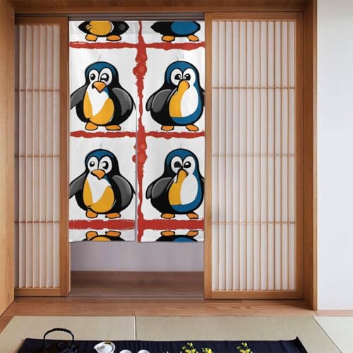 YYHWHJDE Verdunkelungsvorhänge, 2 Stück, Raumverdunkelung, Verdunkelungsvorhänge für Schlafzimmer, 142 x 86 cm, Cartoon-Pinguin-Bild von YYHWHJDE