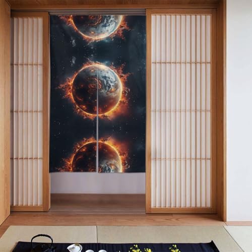 YYHWHJDE Verdunkelungsvorhänge, 2 Stück, Raumverdunkelung, Verdunkelungsvorhänge für Schlafzimmer, 142 x 86 cm, bedruckt mit Planeten-Motiv von YYHWHJDE