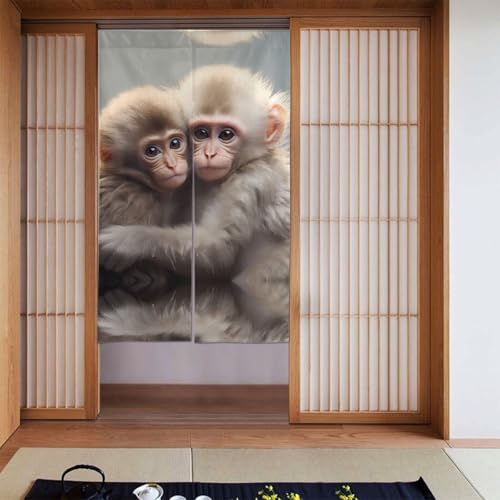 YYHWHJDE Verdunkelungsvorhänge, 2 Stück, Raumverdunkelung, Verdunkelungsvorhänge für Schlafzimmer, 142 x 86 cm, niedliches Affenpaar von YYHWHJDE