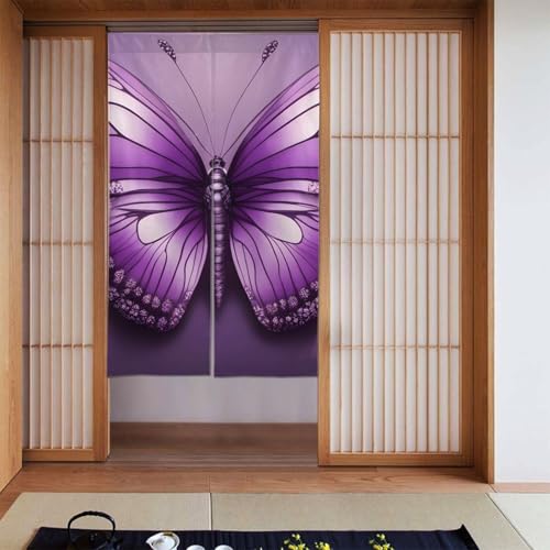 YYHWHJDE Verdunkelungsvorhänge, 2er-Set Vorhänge, Raumverdunkelung, Verdunkelungsvorhänge für Schlafzimmer, 142,2 x 86,4 cm, schönes lila Schmetterlingsmuster von YYHWHJDE