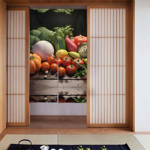 YYHWHJDE Verdunkelungsvorhänge, 2er-Set Vorhänge, Raumverdunkelung, Verdunkelungsvorhänge für Schlafzimmer, 142 x 86 cm, Gemüse und Obst von YYHWHJDE