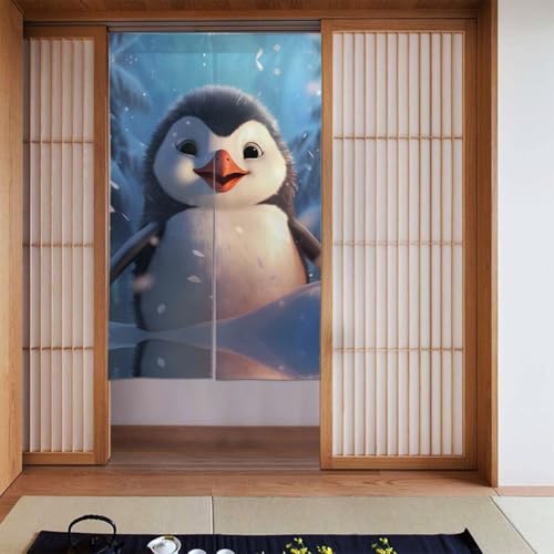 YYHWHJDE Verdunkelungsvorhänge, 2er-Set Vorhänge, Raumverdunkelung, Verdunkelungsvorhänge für Schlafzimmer, 142 x 86 cm, mit glücklichem Pinguin-Muster von YYHWHJDE