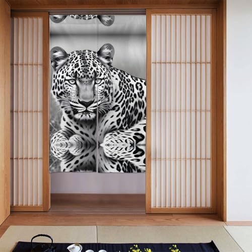 YYHWHJDE Verdunkelungsvorhänge, 2er-Set Vorhänge, Raumverdunkelung, Verdunkelungsvorhänge für Schlafzimmer, 142 x 86 cm, schwarz-weißes Leopardenmuster von YYHWHJDE