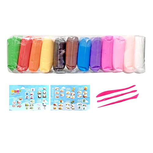 YYID Plastilin-Modelliermasse – 12 Farben, luftgetrockneter Ton, ultraleichte Modelliermasse mit 3 Werkzeugen – Magic Clay, kreative Kunst zum Basteln für 3–12 Kinder von YYID