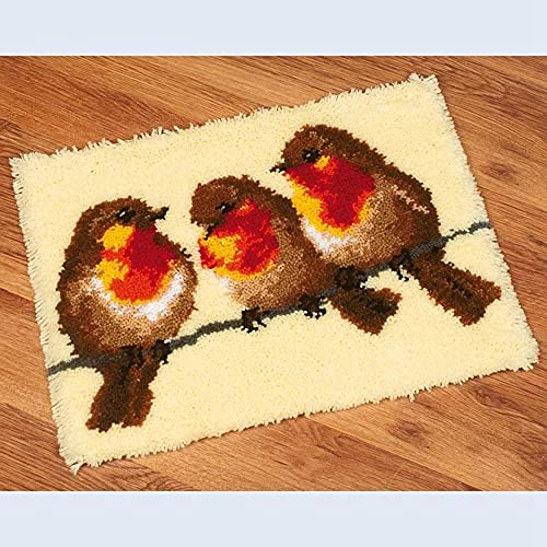 YYLPLLE DIY Latch Hook Kits Für Erwachsene, Teppichbodenmatte Stickerei Kit Cover Hand Craft Crochet, Für Kinderzimmer Dekor Robin Vogel 52 * 38Cm von YYLPLLE