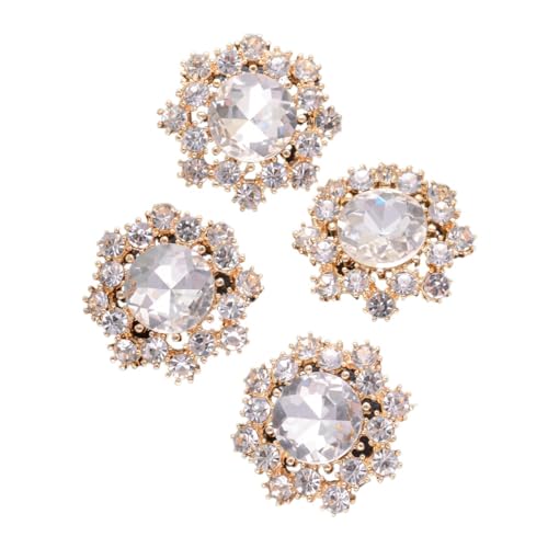 YYLUOYANG KnöPfe 4 Pcs Blume Strass Metall Knöpfe for Hemden Strickjacke Kragen Kleid Mode Dekorative Knöpfe Zubehör Buttons(JRB-A5736-1,28mm) von YYLUOYANG