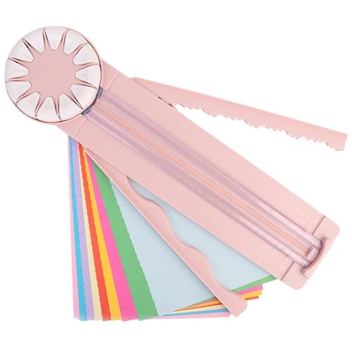 YYQSW 12-in-1-Papierschneider, A4-Papierschneider, Papierhandwerk-Kantenschneider, Papierschneider-Schneidwerkzeug, Messungen Für Scrapbooking, Für Foto-Scrapbook-Postkartenkunst,Pink von YYQSW