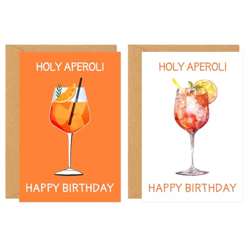 YYSWSAKY 2 Stück Holy Aperol Happy Birthday Karte mit 2 Kraftpapier Briefumschläge, Personalisiert Geburtstagskarte, Aperol Geschenk Klappkarten für Frau Mann（23 x17 cm） von YYSWSAKY