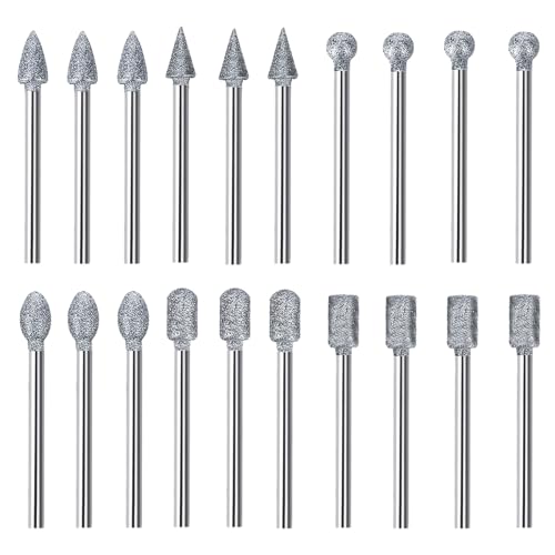 YYTECH Hartmetall-Frässtifte mit Doppelschnitt, 20 Stück Diamant Fräser Set mit 1/8" Schaft Hartmetall Rotationsfräser-Set Schaftfräser Bohrer, Heimwerker, Holzarbeiten, Schnitzen, Bohren, Polieren von YYTECH