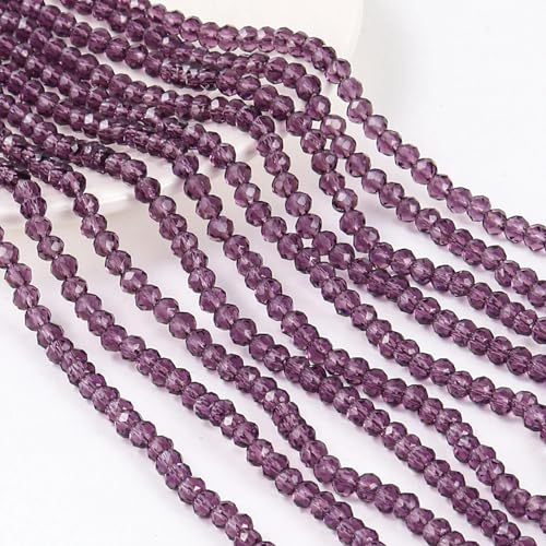 10 Stränge 4,0 mm Kristallrondell facettierte Glasperlen zur Schmuckherstellung DIY Damenarmband Halskette Schmuck-Amethyst-3 x 4,0 mm-1200 Stück von YYTRV