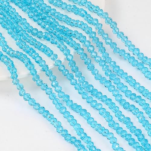 10 Stränge 4,0 mm Kristallrondell facettierte Glasperlen zur Schmuckherstellung DIY Damenarmband Halskette Schmuck-Aquamarin-3 x 4,0 mm-1200 Stück von YYTRV