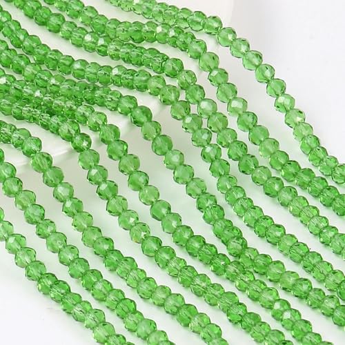 10 Stränge 4,0 mm Kristallrondell facettierte Glasperlen zur Schmuckherstellung DIY Damenarmband Halskette Schmuck-Peridot-3 x 4,0 mm-1200 Stück von YYTRV