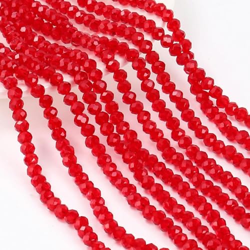 10 Stränge 4,0 mm Kristallrondell facettierte Glasperlen zur Schmuckherstellung DIY Damenarmband Halskette Schmuck-rot-3 x 4,0 mm-1200 Stück von YYTRV