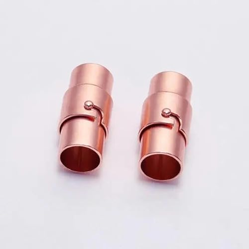 10 Stück/Los 3 4 5 6 8 10 mm starker Magnetverschluss mit verriegelbaren Endkappen für Lederkordeln zum Selbermachen von Armbandverbindern-Roségold-10 mm x 10 Stück von YYTRV