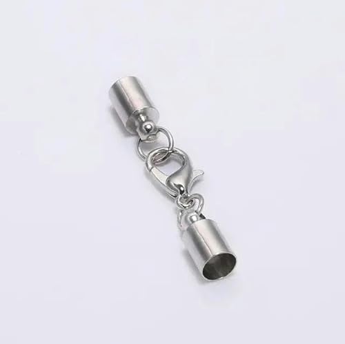 10 Stück/Los Lederband-Karabinerhaken, 3 4 5 6 8 10 mm, Crimps, Endkappen, Verbinder zur Schmuckherstellung, Rhodium, 10 mm von YYTRV