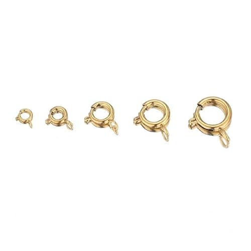 10 Stück goldfarbene Edelstahl-Federring-Verschlüsse mit runden Klauenhaken zur Herstellung von DIY-Schmuckstücken, Halskettenverbinder, Armbandzubehör, goldfarben, 10 mm von YYTRV