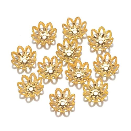 100 Stück/Los 15 MM Silber Gold Bronze plattiert Blütenblatt End Spacer Perlenkappen Charms Perlenbecher für DIY Schmuckherstellung Zubehör-Gold von YYTRV