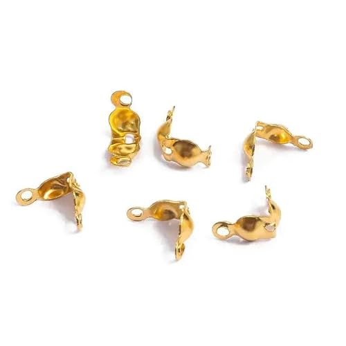 100 Stück/Los 4 x 7 mm Verschlussverbinder Kugelkette Kalotten Endcrimps Perlen Verbindungskomponenten für DIY Schmuckherstellung Zubehör-Gold von YYTRV