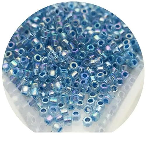 11/0 Glasperlen 1,3 x 1,6 mm, innen gefärbte Farben, Abstandshalter-Rocailles-Perlen für französische Erotik, DIY-Schmuckherstellungszubehör-20 Seeblau-1,3 x 1,6 mm, 1680 Stück von YYTRV