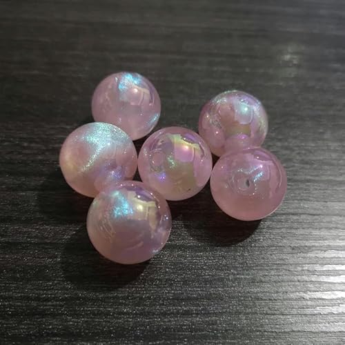 12 mm/16 mm/20 mm Acryl-Illusion, glitzernd, UV-Perlen für modischen, klobigen Schmuck zum Selbermachen – Pink – 20 mm, 100 Stück pro Beutel von YYTRV