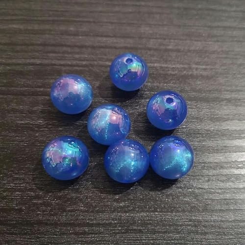 12 mm/16 mm/20 mm Acryl-Illusion, glitzernd, plattierte UV-Perlen für modischen, klobigen Schmuck zum Selbermachen – Königsblau – 12 mm, 500 Stück pro Beutel von YYTRV