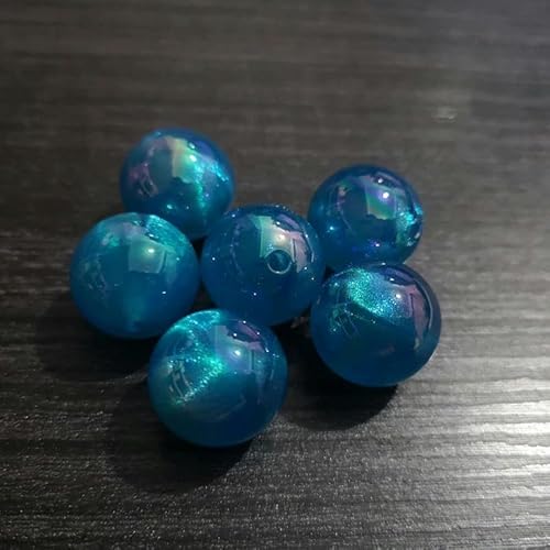 12 mm/16 mm/20 mm Acryl-Illusion, glitzernd, plattierte UV-Perlen für modischen, klobigen Schmuck zum Selbermachen – blau – 12 mm, 500 Stück pro Beutel von YYTRV