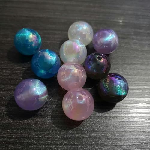 12 mm/16 mm/20 mm Acryl-Illusion, glitzernd, plattierte UV-Perlen für modischen, klobigen Schmuck zum Selbermachen – gemischt, 16 mm, 200 Stück pro Beutel von YYTRV