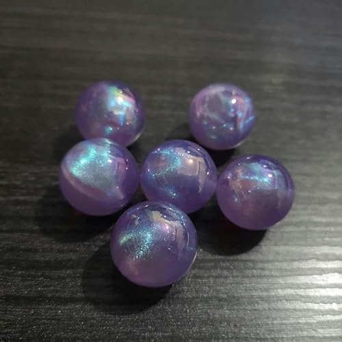 12 mm/16 mm/20 mm Acryl-Illusion, glitzernd, plattierte UV-Perlen für modischen, klobigen Schmuck zum Selbermachen – lila – 20 mm, 100 Stück pro Beutel von YYTRV