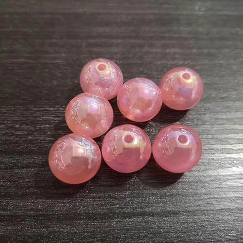 12 mm/16 mm/20 mm Acryl-Illusionsperlen mit Glitzerbeschichtung, UV-beständig, für modischen, klobigen Schmuck zum Selbermachen – leuchtendes Pink – 12 mm, 500 Stück pro Beutel von YYTRV