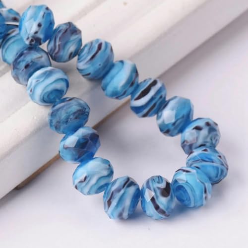 12 x 8 mm facettierte, undurchsichtige Lampwork-Glasperlen, lose Abstandsperlen zur Schmuckherstellung, DIY-Bastelarbeiten, 8-12 x 8 mm, 10 Stück von YYTRV