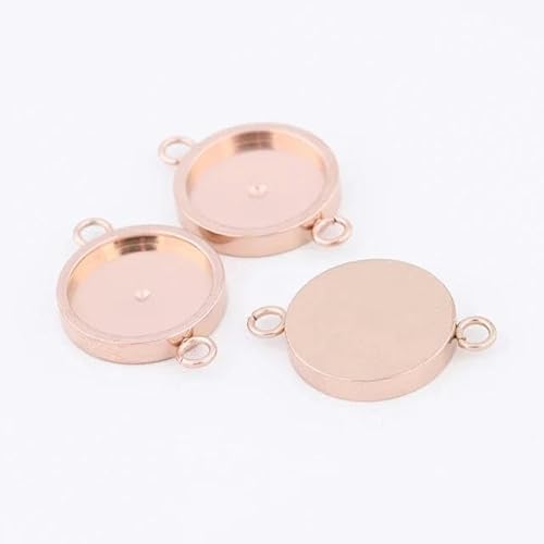 20 Stück 10 mm Cabochon-Anschluss-Basisschalen, runde Edelstahl-Lünettenrohlinge für die Herstellung von Armbändern und Ohrringen, Roségold, 10 mm innen von YYTRV