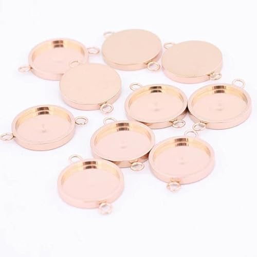 20 Stück Edelstahl 6 mm 8 mm Cabochon-Anschluss-Basiseinstellungen DIY-Ohrring-Lünettenrohlinge für Armbänder Schmuckherstellungszubehör-Roségold-6 mm von YYTRV