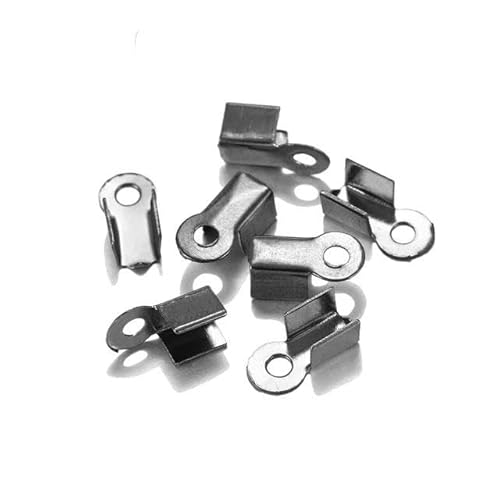 200 Stück/Packung Cove-Verschlüsse, Kordel-Endkappen, Schnurband, Lederclip, Spitze, Falt-Quetschperlen-Verbinder für die Schmuckherstellung, DIY-Zubehör, GunBlack, 3,5 x 9 mm von YYTRV