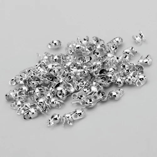 200 Stück 1,5 2,4 3,2 mm silber-goldfarbene Kupferkalotten-Quetschperlen für Kugelkettenverschlüsse zur DIY-Schmuckherstellung-silberfarben-3,2 mm von YYTRV