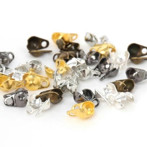 200 Stück 2 mm goldfarben silberfarben schwarze Kalotten-Quetschperlen passend für Kugelkettenverschlüsse zur Herstellung von DIY-Schmuckzubehör-Mix-2 mm 200 Stück von YYTRV