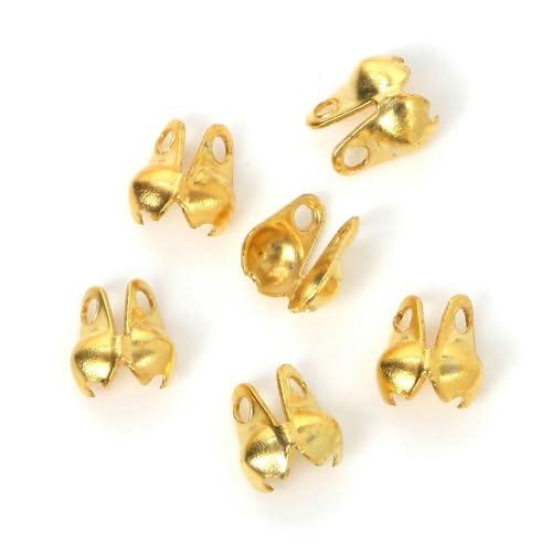 200 Stück 2 mm goldfarben silberfarben schwarze Kalotten-Quetschperlen passend für Kugelkettenverschlüsse zur Herstellung von DIY-Schmuckzubehör-goldfarben-2 mm 200 Stück von YYTRV