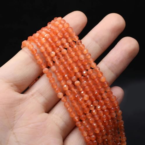 3,0 mm facettierte Perlen aus Katzenaugenstein, Großhandel, winzige Edelsteine, glänzende, lose Perlen zur Schmuckherstellung, DIY-Halskettenarmbänder, Orange, 3,0 mm von YYTRV