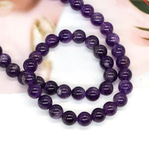 4/6/8/10 mm Natursteinperlen, Tigerauge, Amethyst, Rosenquarz, Achat, lose Abstandsperlen zur Schmuckherstellung, DIY-Armbänder und Halsketten-Amethyst-10 mm, 36 bis 37 Stück von YYTRV